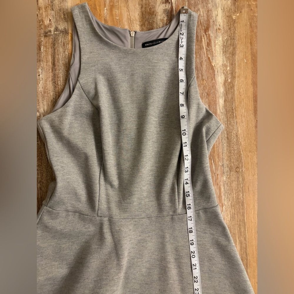 White House Black Market Size 6 Dress Sleeveless Gray Ponte Fit and Flare WHBM - Picture 11 of 14
